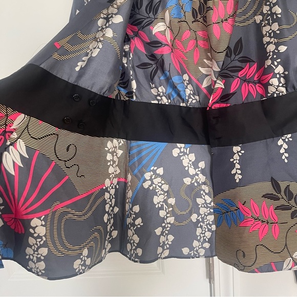 Tibi Blue Floral Silk Kimono Blouse - Picture 6 of 7